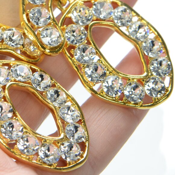 Kenneth Jay Lane KJL Crystal Drop Clip Earrings - Picture 9 of 9